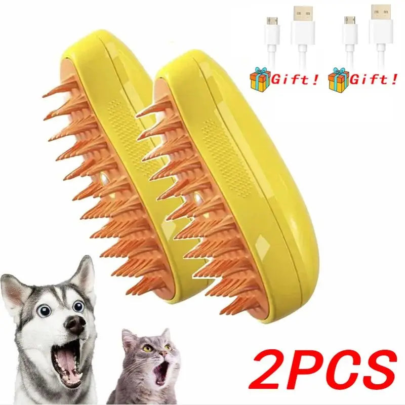 Brosse à Vapeur Pour Chats et Chiens- Avec Réservoir d'Eau et d'Huile Essentielle