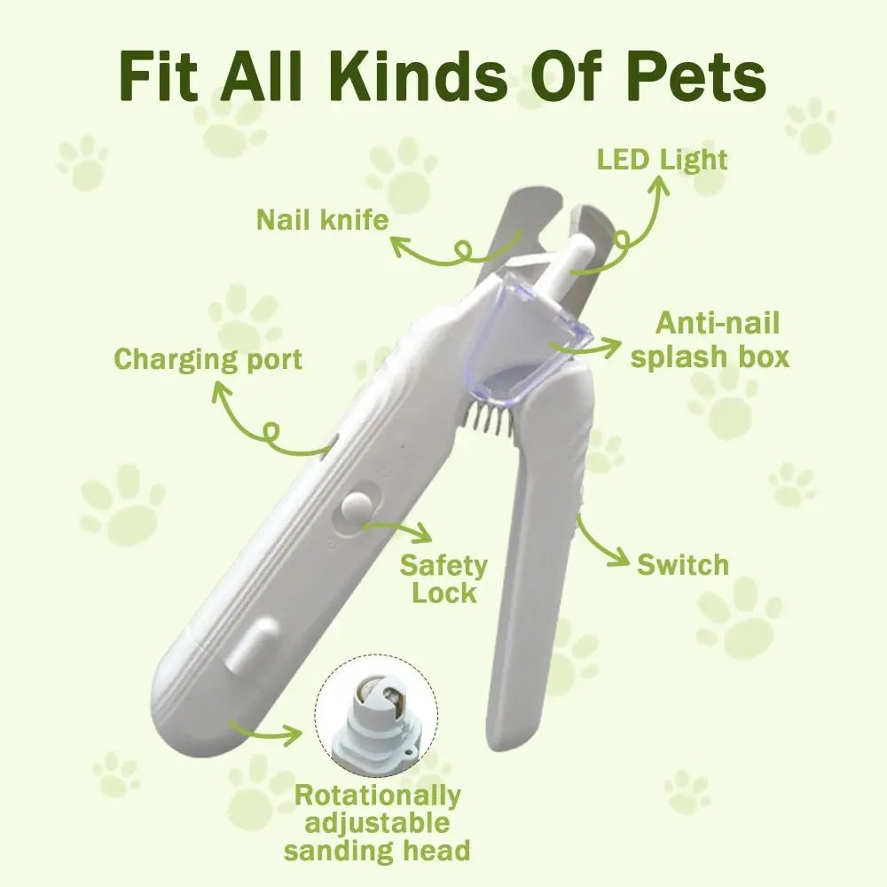 Coupe-griffes LED + Ponceuse pour chiens et Chats Avec Lumière LED- Evite Bléssures et Saignements
