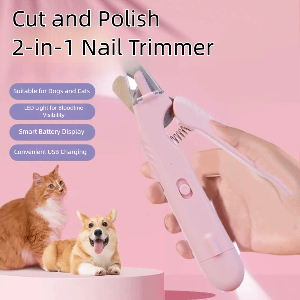 Coupe-griffes LED + Ponceuse pour chiens et Chats Avec Lumière LED- Evite Bléssures et Saignements