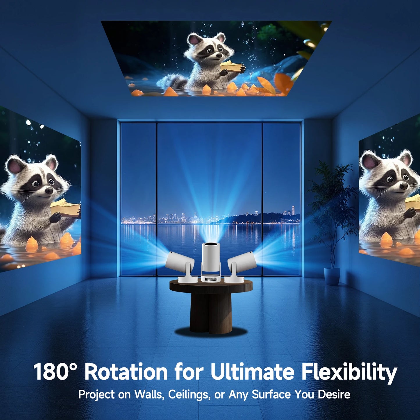 Projecteur Portable Magcubic HY300 Pro+ 4K Android 11 8000 Lumens WiFi 6 BT5.4 Cinéma Extérieur Haut-parleur HiFi 5 W Prise en charge HD 720P