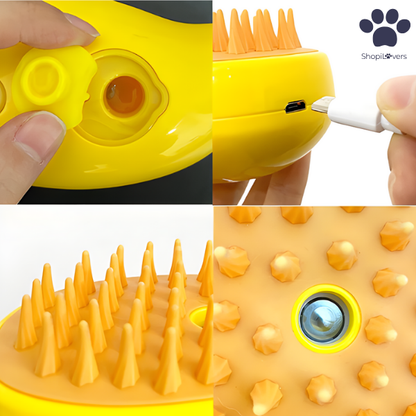 Brosse à Vapeur Pour Chats et Chiens- Avec Réservoir d'Eau et d'Huile Essentielle