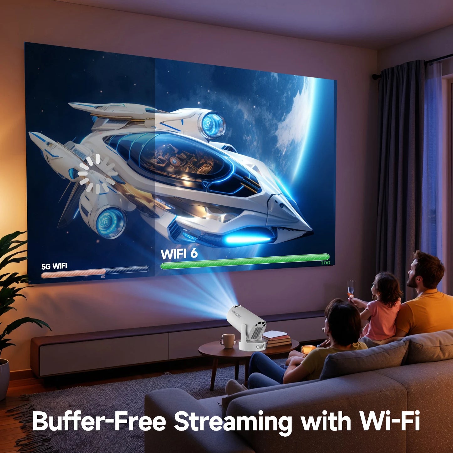 Projecteur Portable Magcubic HY300 Pro+ 4K Android 11 8000 Lumens WiFi 6 BT5.4 Cinéma Extérieur Haut-parleur HiFi 5 W Prise en charge HD 720P