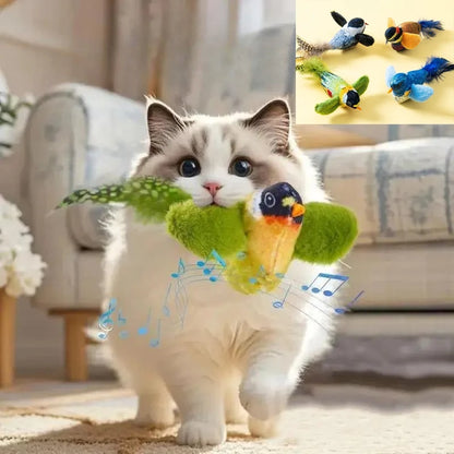 Jouet Oiseau Interactif pour Chats – Avec Herbe à Chat CatNip & Sons Réalistes
