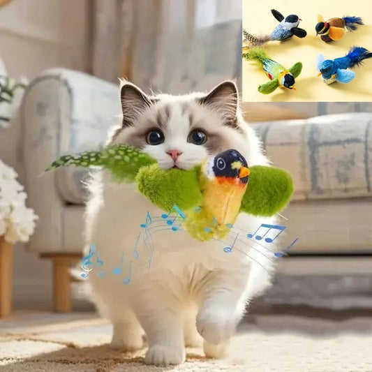 Jouet Oiseau Interactif pour Chats – Avec Herbe à Chat CatNip & Sons Réalistes