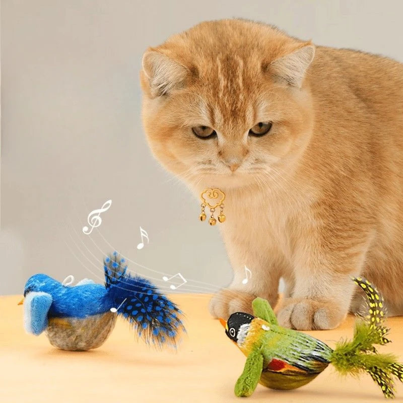 Jouet Oiseau Interactif pour Chats – Avec Herbe à Chat CatNip & Sons Réalistes