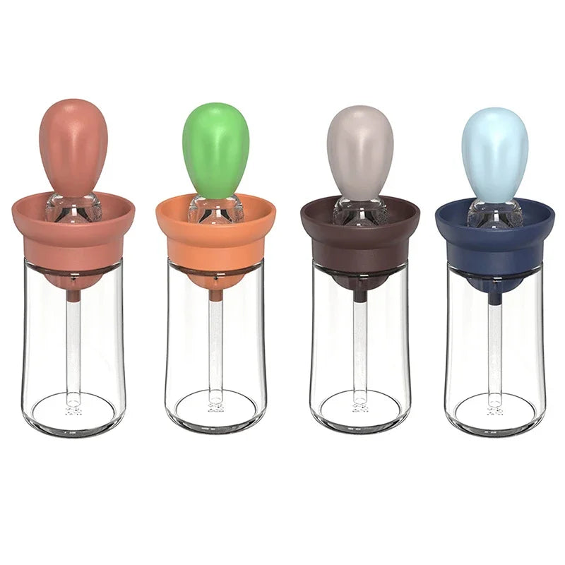 Distributeur d'Huile de Cuisine en Verre avec Pinceau en Silicone