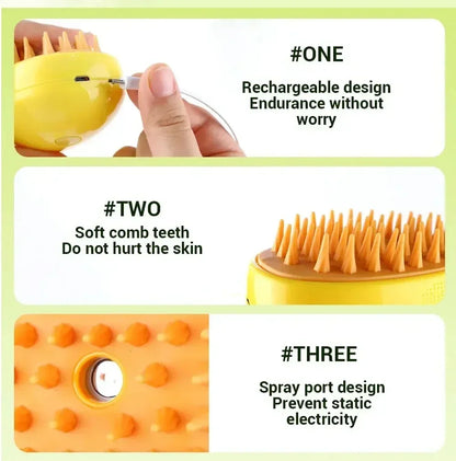 Brosse à Vapeur Pour Chats et Chiens- Avec Réservoir d'Eau et d'Huile Essentielle