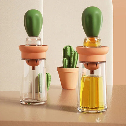Distributeur d'Huile de Cuisine en Verre avec Pinceau en Silicone