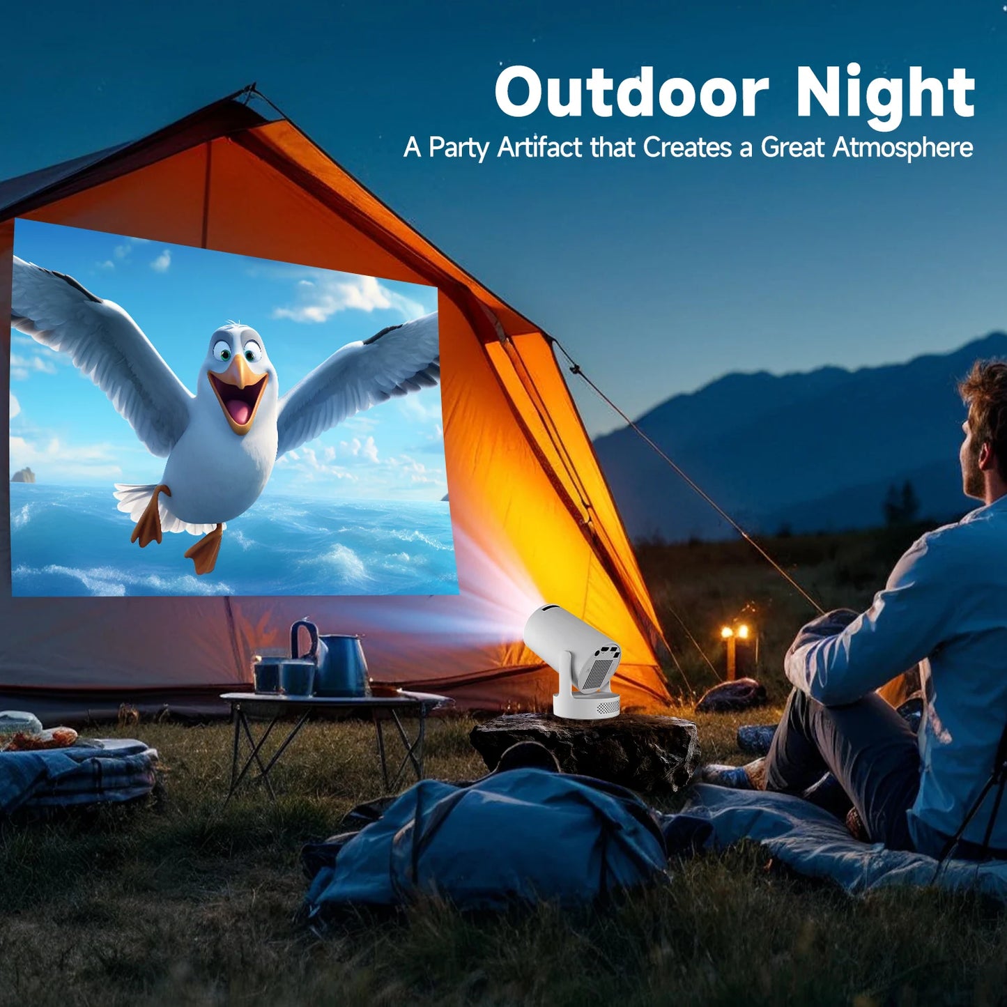 Projecteur Portable Magcubic HY300 Pro+ 4K Android 11 8000 Lumens WiFi 6 BT5.4 Cinéma Extérieur Haut-parleur HiFi 5 W Prise en charge HD 720P