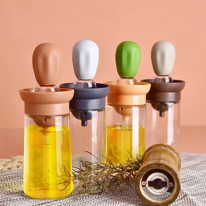 Distributeur d'Huile de Cuisine en Verre avec Pinceau en Silicone
