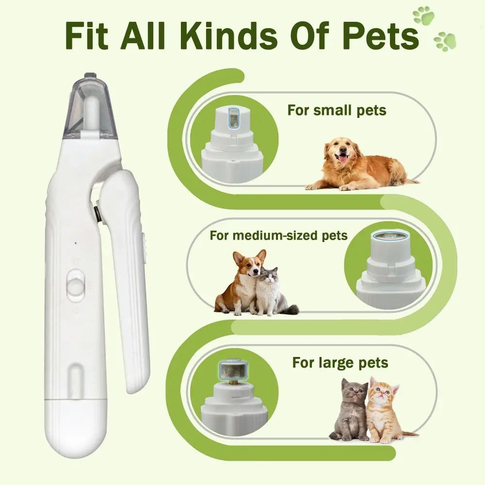 Coupe-griffes LED + Ponceuse pour chiens et Chats Avec Lumière LED- Evite Bléssures et Saignements