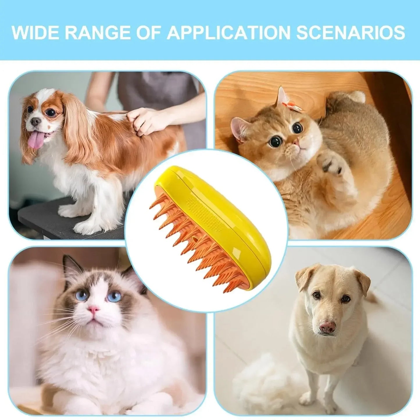 Brosse à Vapeur Pour Chats et Chiens- Avec Réservoir d'Eau et d'Huile Essentielle