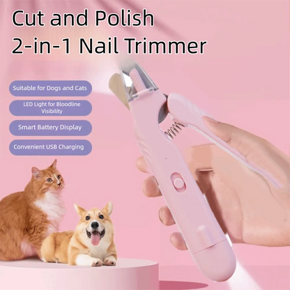 Coupe-griffes LED + Ponceuse pour chiens et Chats Avec Lumière LED- Evite Bléssures et Saignements