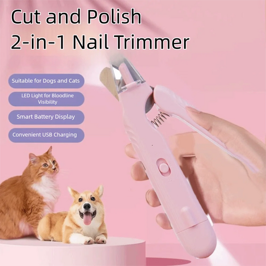 Coupe-griffes LED + Ponceuse pour chiens et Chats Avec Lumière LED- Evite Bléssures et Saignements