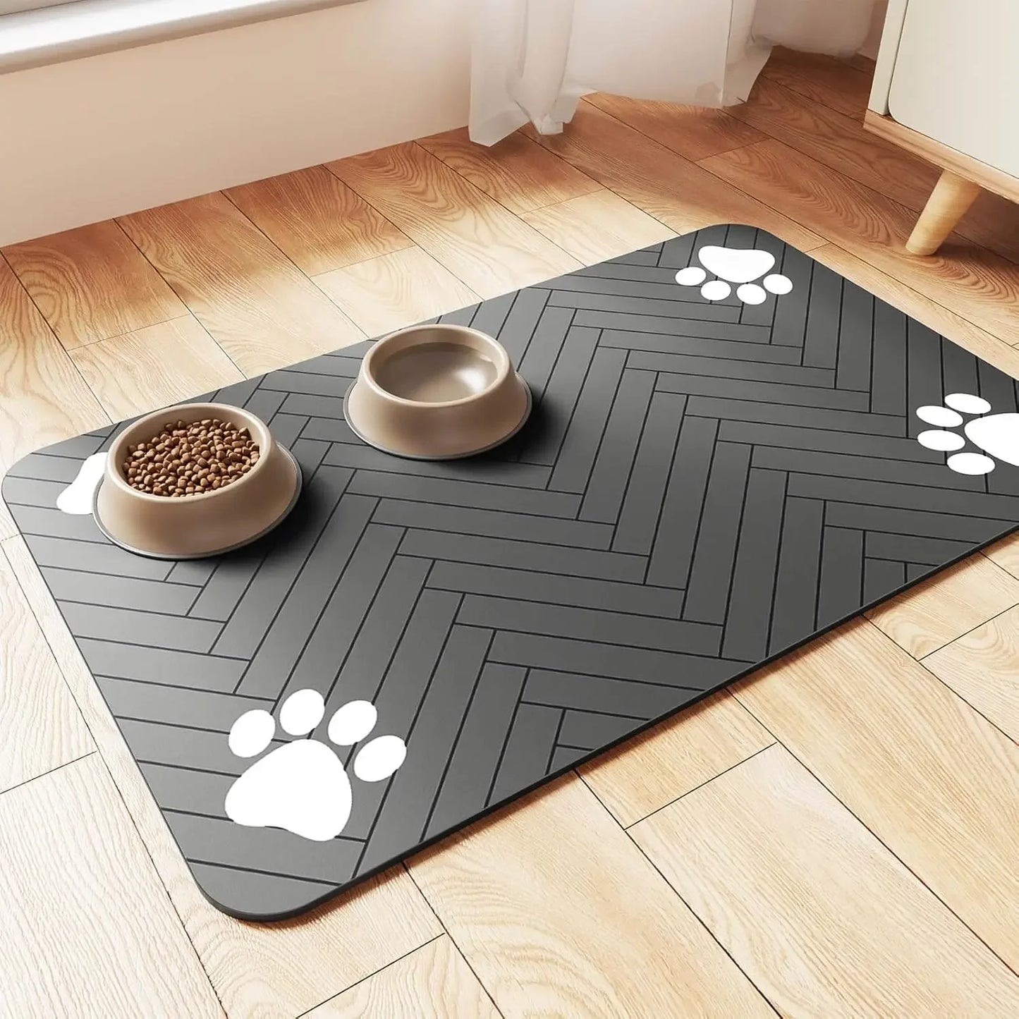 Tapis de gamelle imperméable pour Chats & Chiens – Absorbant, Antidérapant et Facile à Nettoyer 🐾
