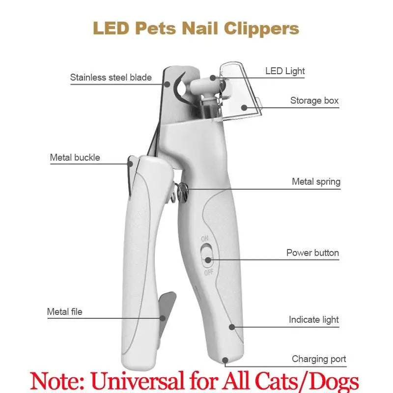 Coupe-griffes pour chiens et Chats Avec Lumière LED- Evite Bléssures et Saignements