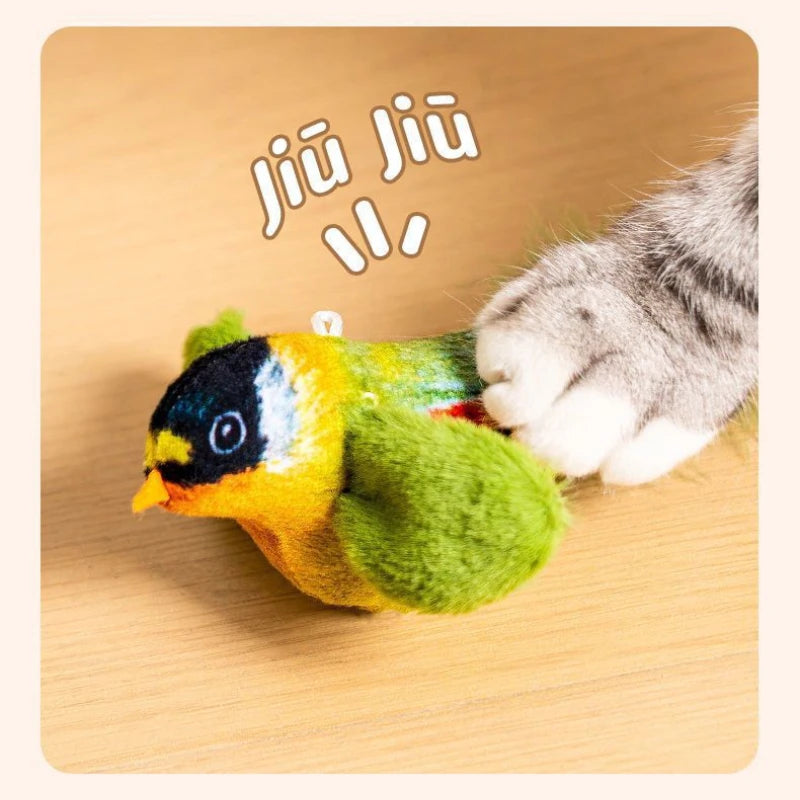 Jouet Oiseau Interactif pour Chats – Avec Herbe à Chat CatNip & Sons Réalistes