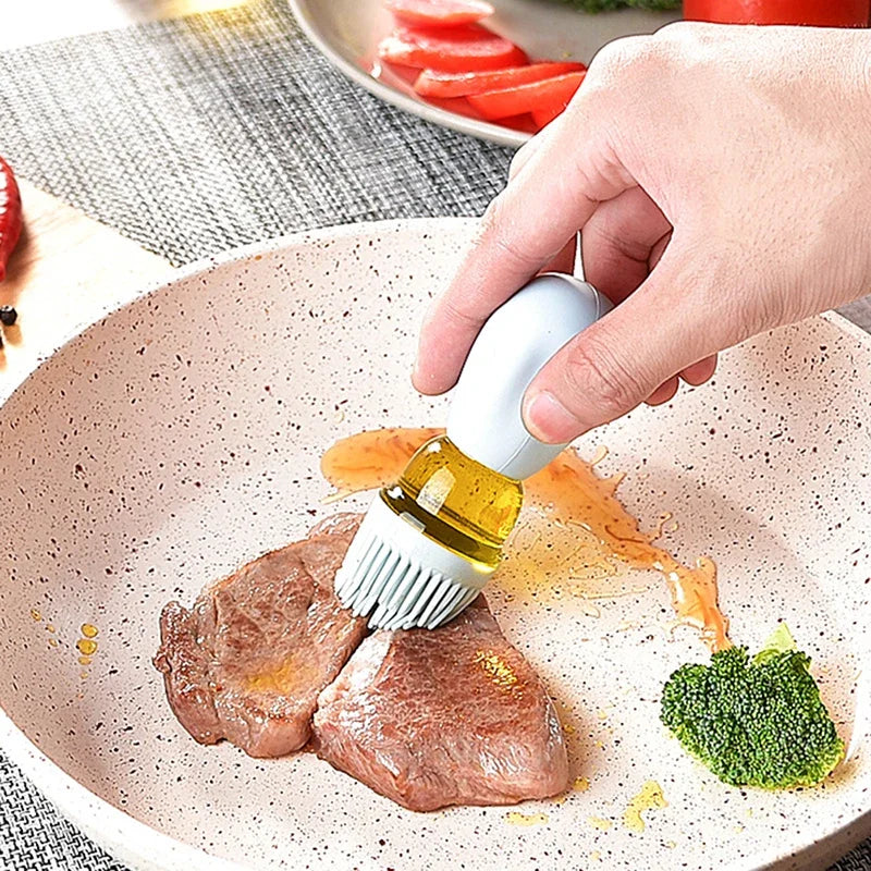 Distributeur d'Huile de Cuisine en Verre avec Pinceau en Silicone