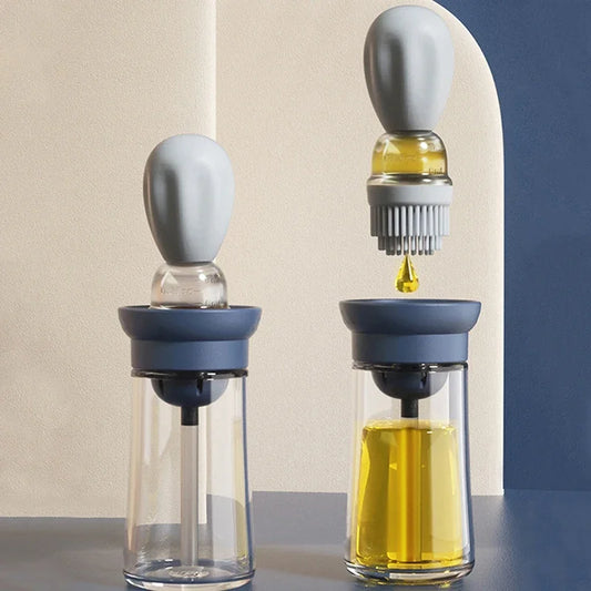 Distributeur d'Huile de Cuisine en Verre avec Pinceau en Silicone