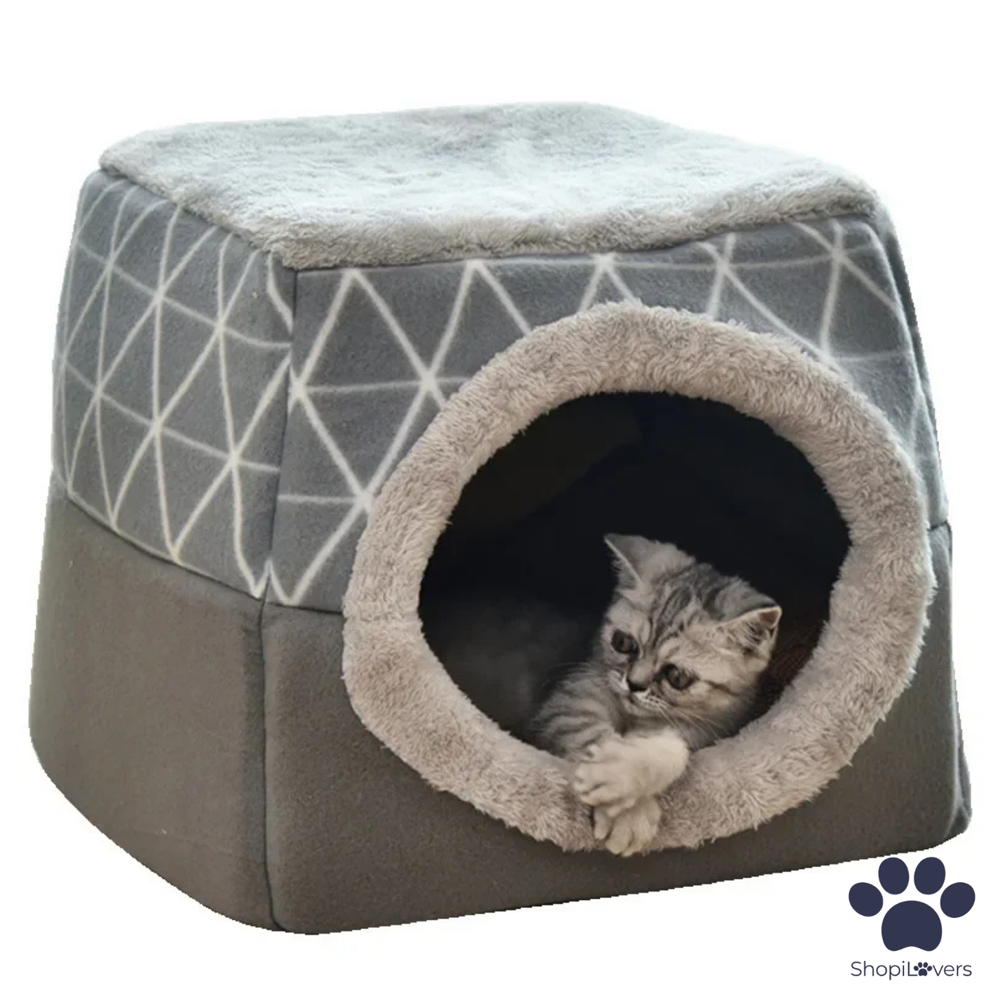 Lit igloo 3 en 1 pour Chats et Petit Chiens – Panier, Maison et Canapé Pliable Douillet 🐾