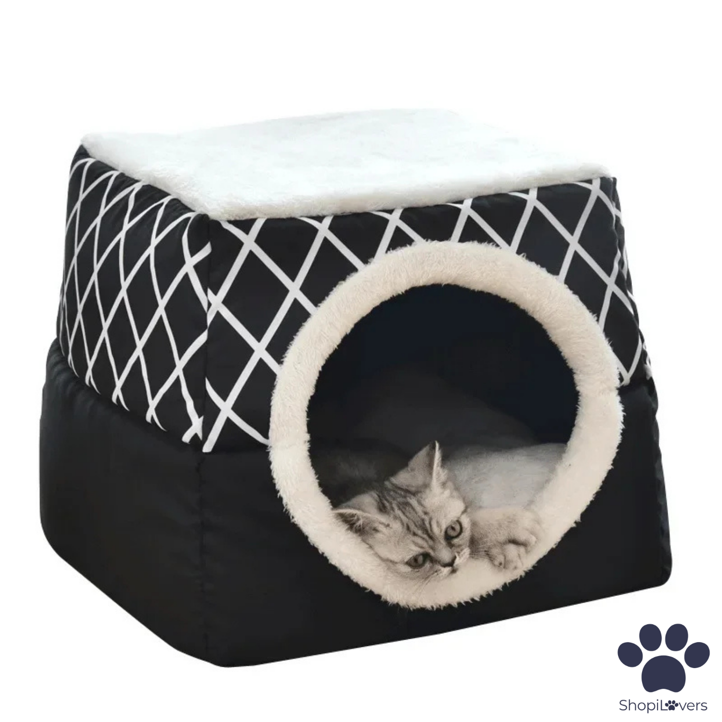 Lit igloo 3 en 1 pour Chats et Petit Chiens – Panier, Maison et Canapé Pliable Douillet 🐾