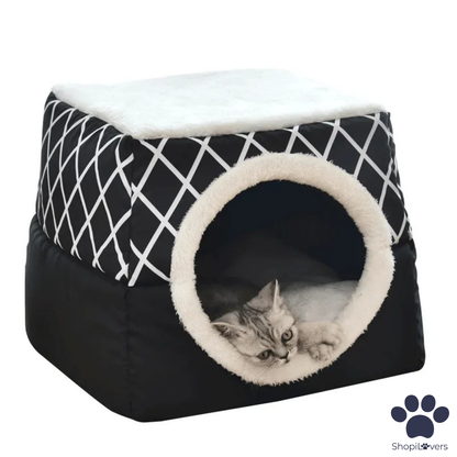 Lit igloo 3 en 1 pour Chats et Petit Chiens – Panier, Maison et Canapé Pliable Douillet 🐾