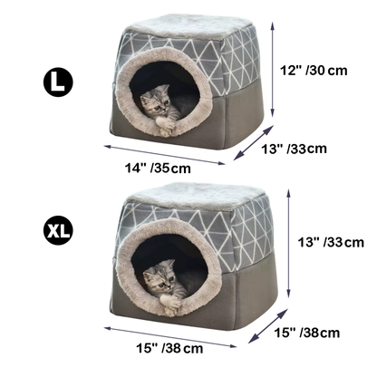 Lit igloo 3 en 1 pour Chats et Petit Chiens – Panier, Maison et Canapé Pliable Douillet 🐾