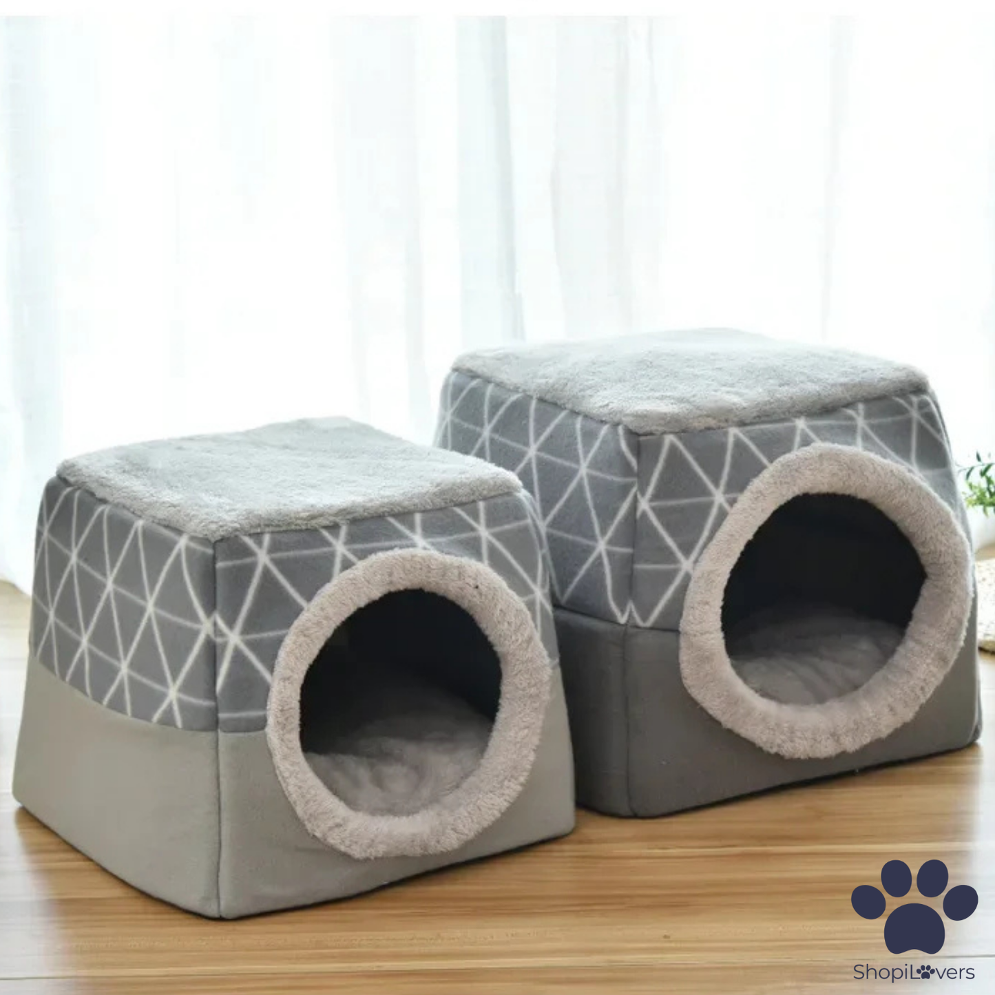 Lit igloo 3 en 1 pour Chats et Petit Chiens – Panier, Maison et Canapé Pliable Douillet 🐾