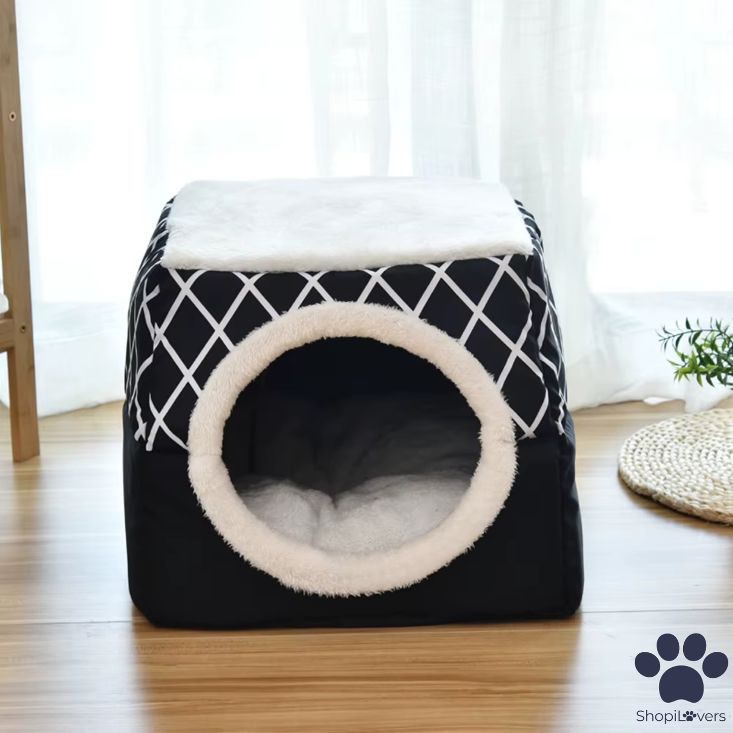 Lit igloo 3 en 1 pour Chats et Petit Chiens – Panier, Maison et Canapé Pliable Douillet 🐾