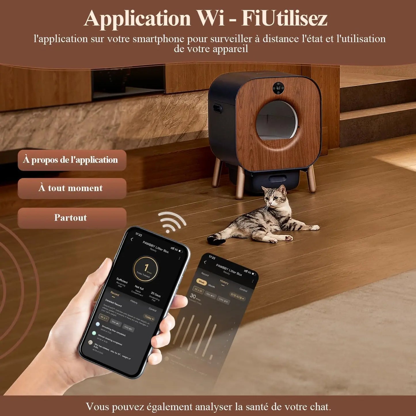 Bac à Litière DESIGN Connectée - Haut de Gamme qui Révolutionne Le Quotidien