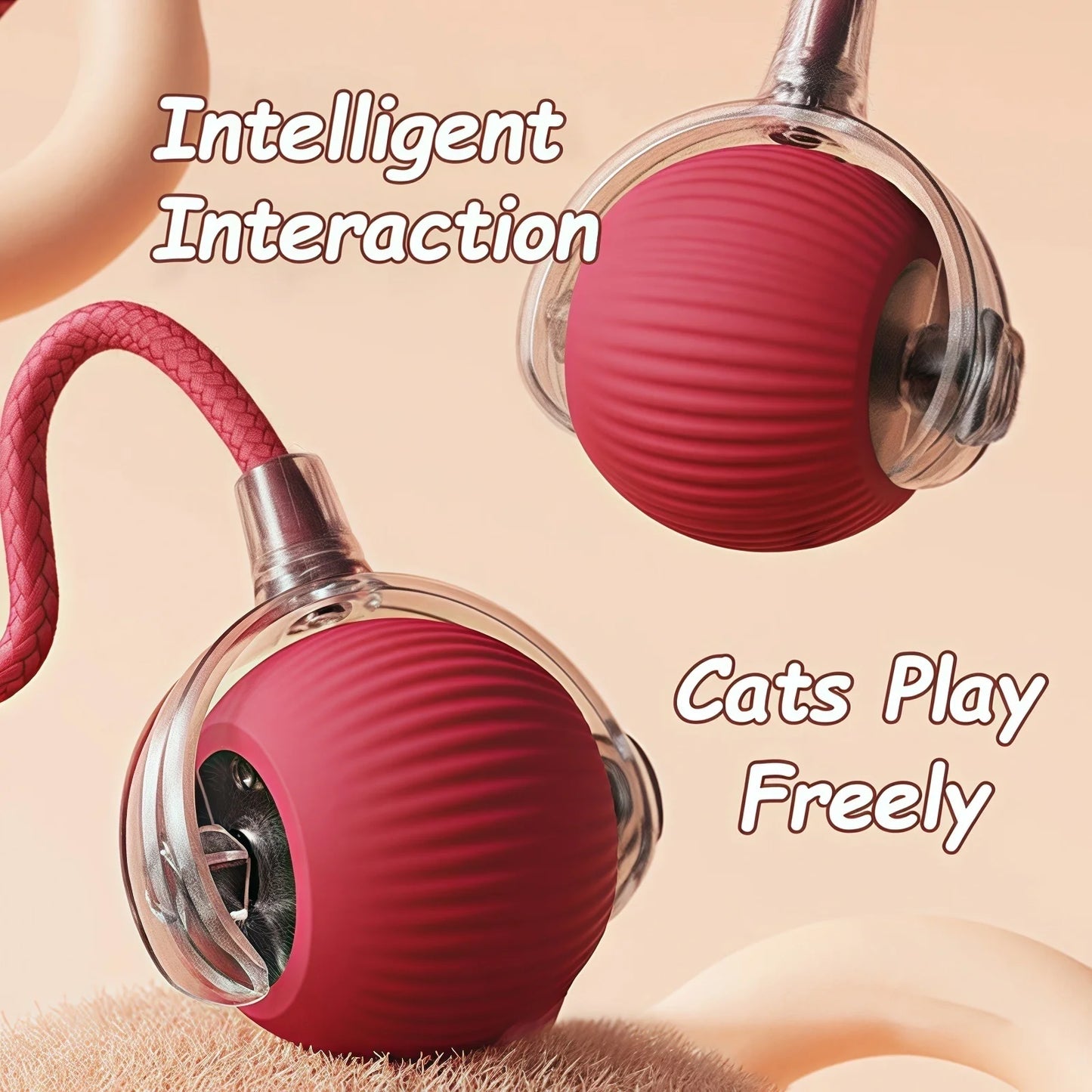 Jouet Interactif pour Chat- Balle Roulante Automatique- Rechargeable- Reproduit les Mouvements des souris !